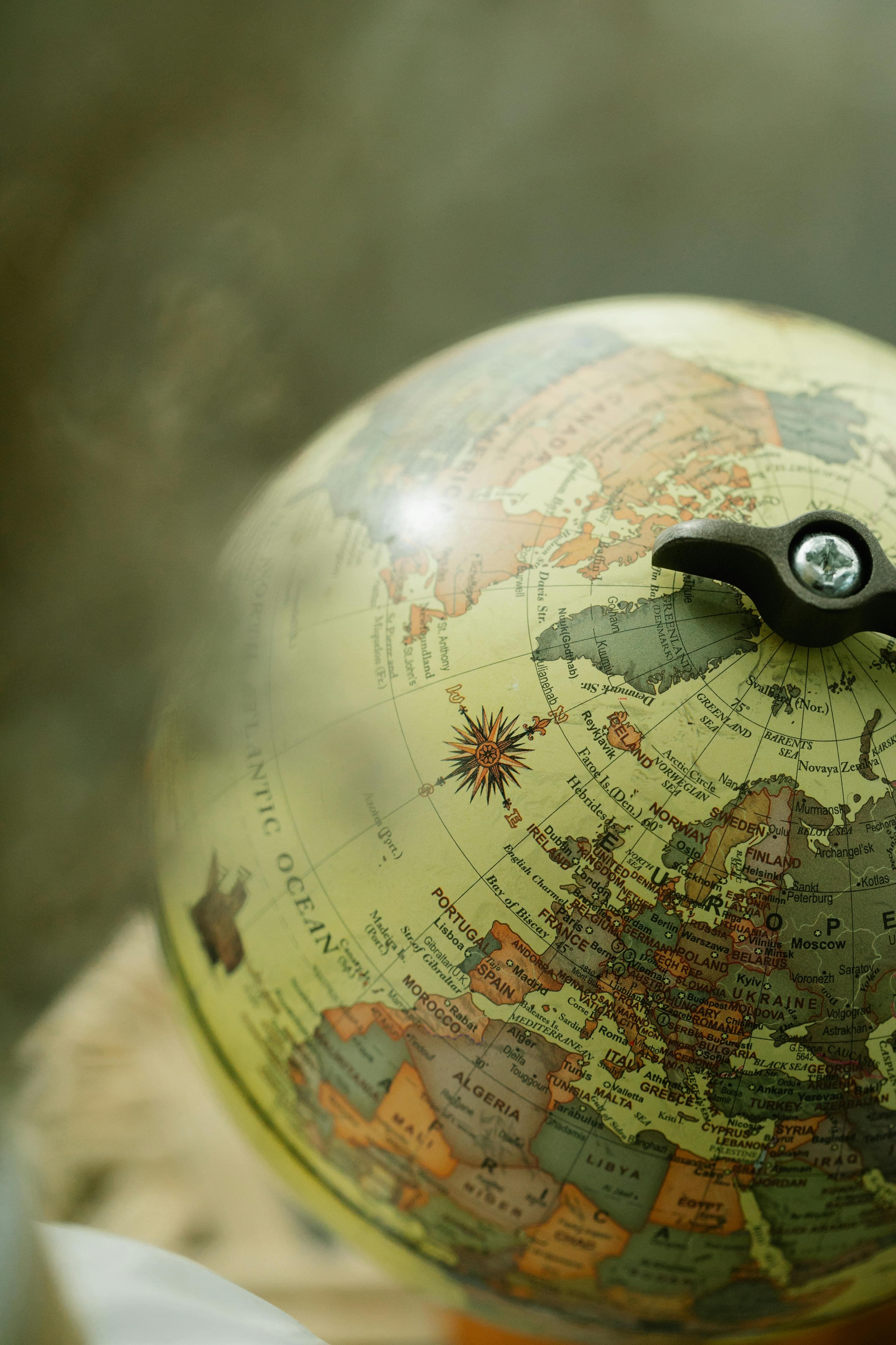 A globe on a desk